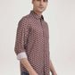 Parx Men Medium Brown Printed Slim Fit Casual Shirt