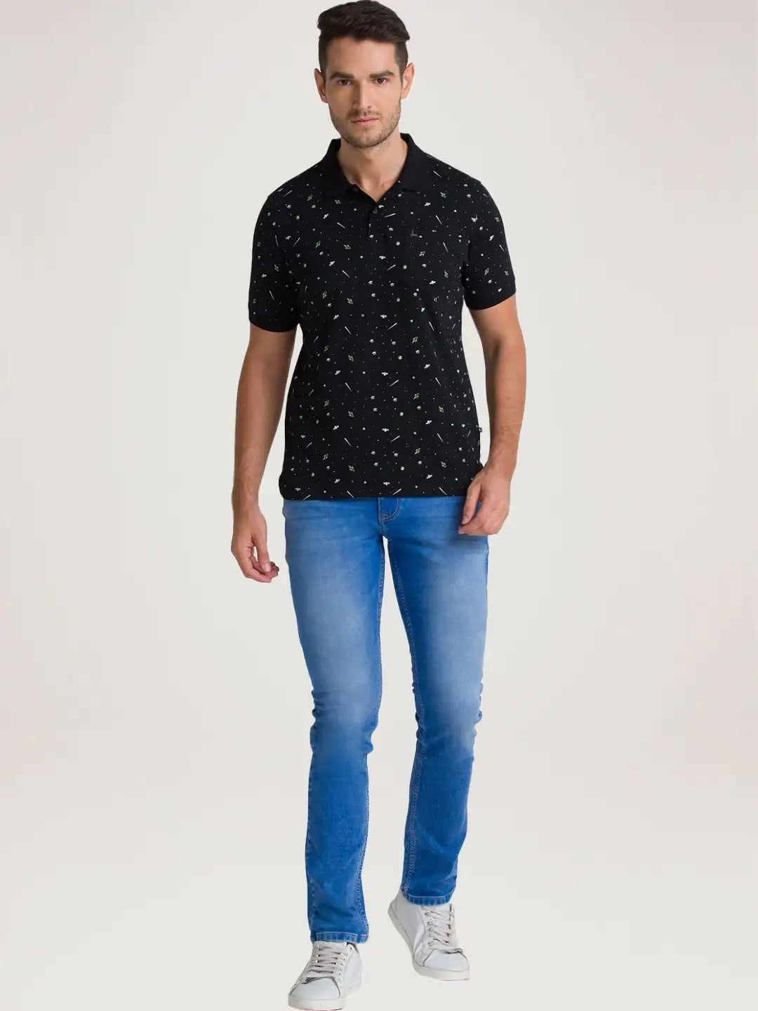 Parx Men Black Printed Regular Fit Casual Polo