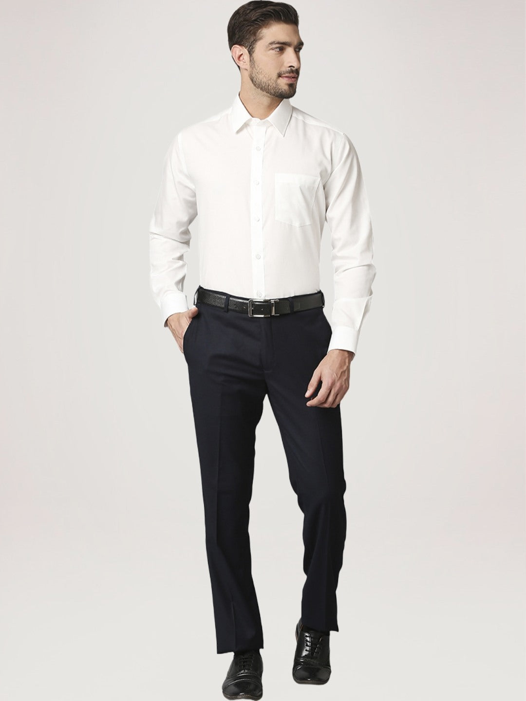 Park Avenue Men Light Fawn Solid Regular Fit Work Shirt
