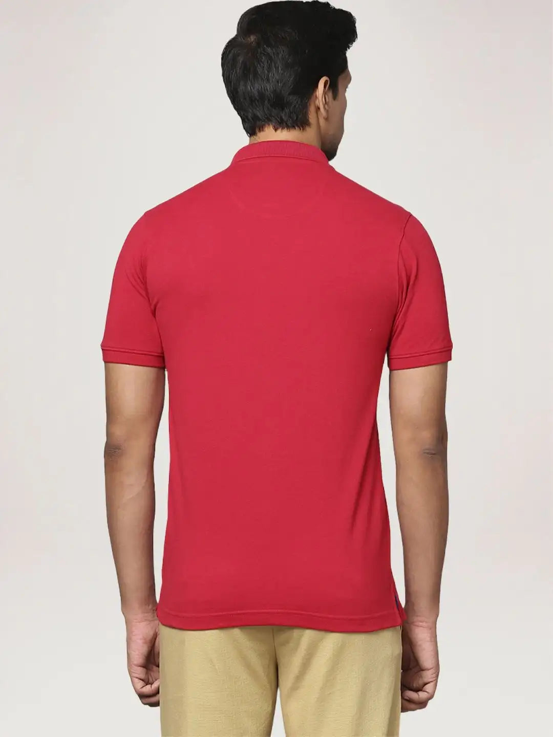 Park Avenue Men Medium Red Solid Slim Fit Casual Polo