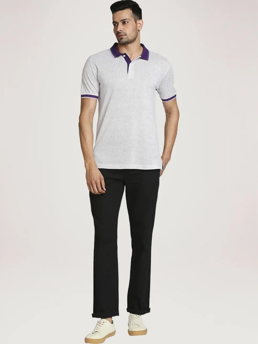 Colorplus Men Medium Violet Printed Tailored Fit Casual T-Shirt