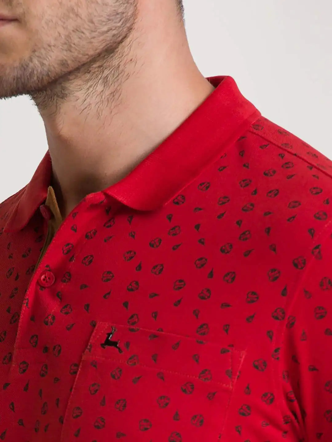 Parx Men Dark Orange Printed Regular Fit Casual Polo