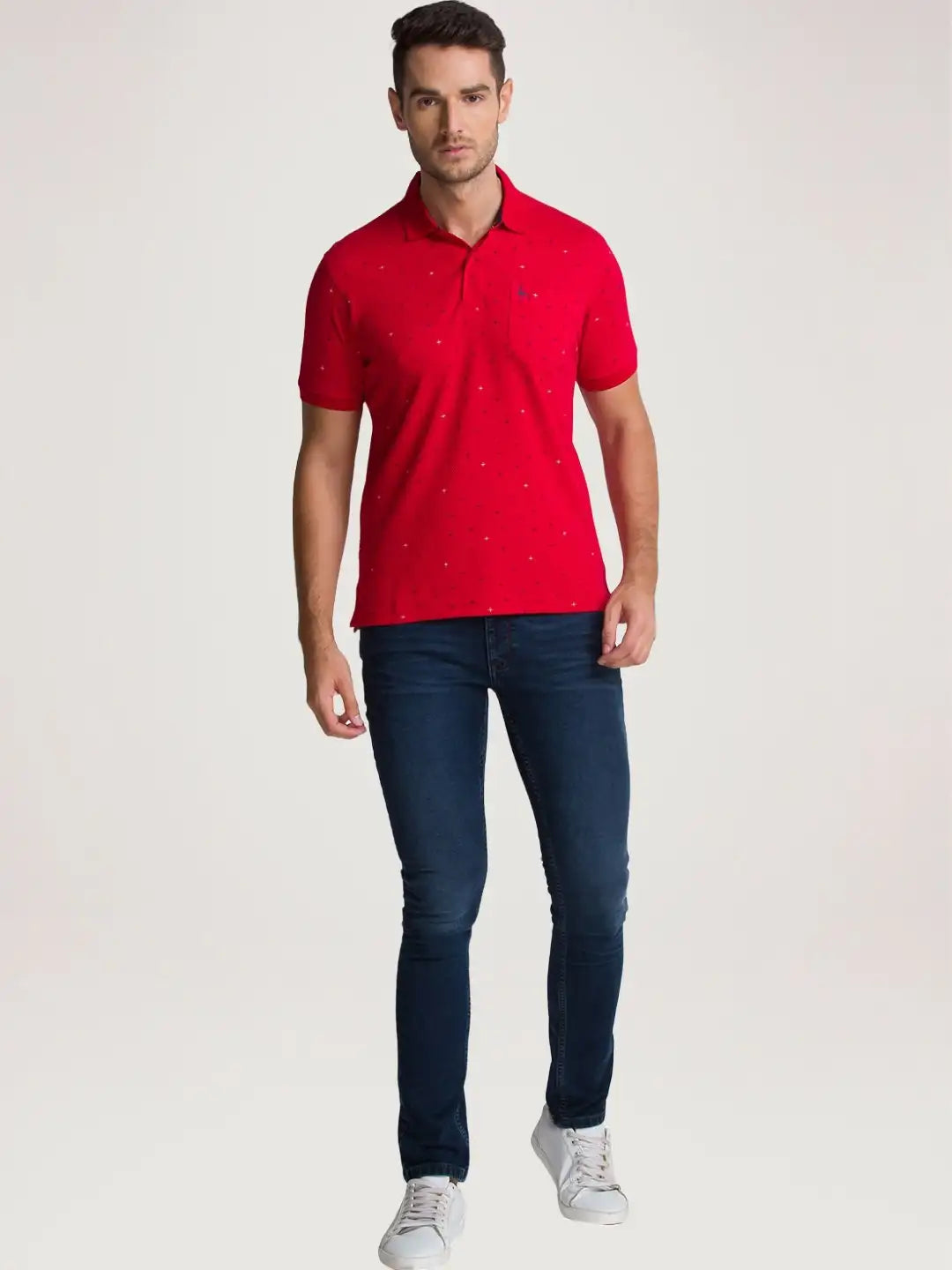 Parx Men Medium Red Printed Regular Fit Casual Polo