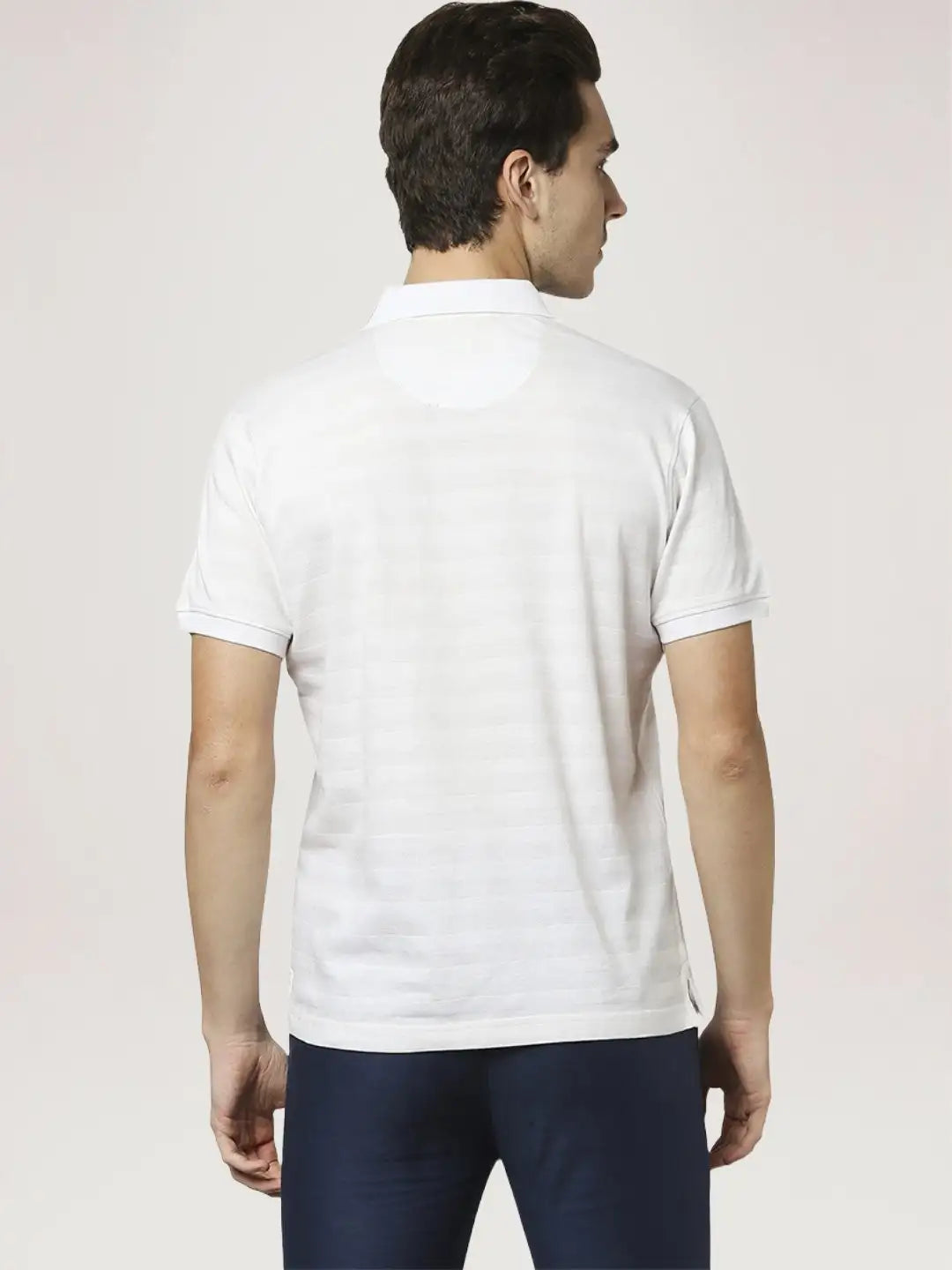 Park Avenue Men White Solid Slim Fit Casual Polo