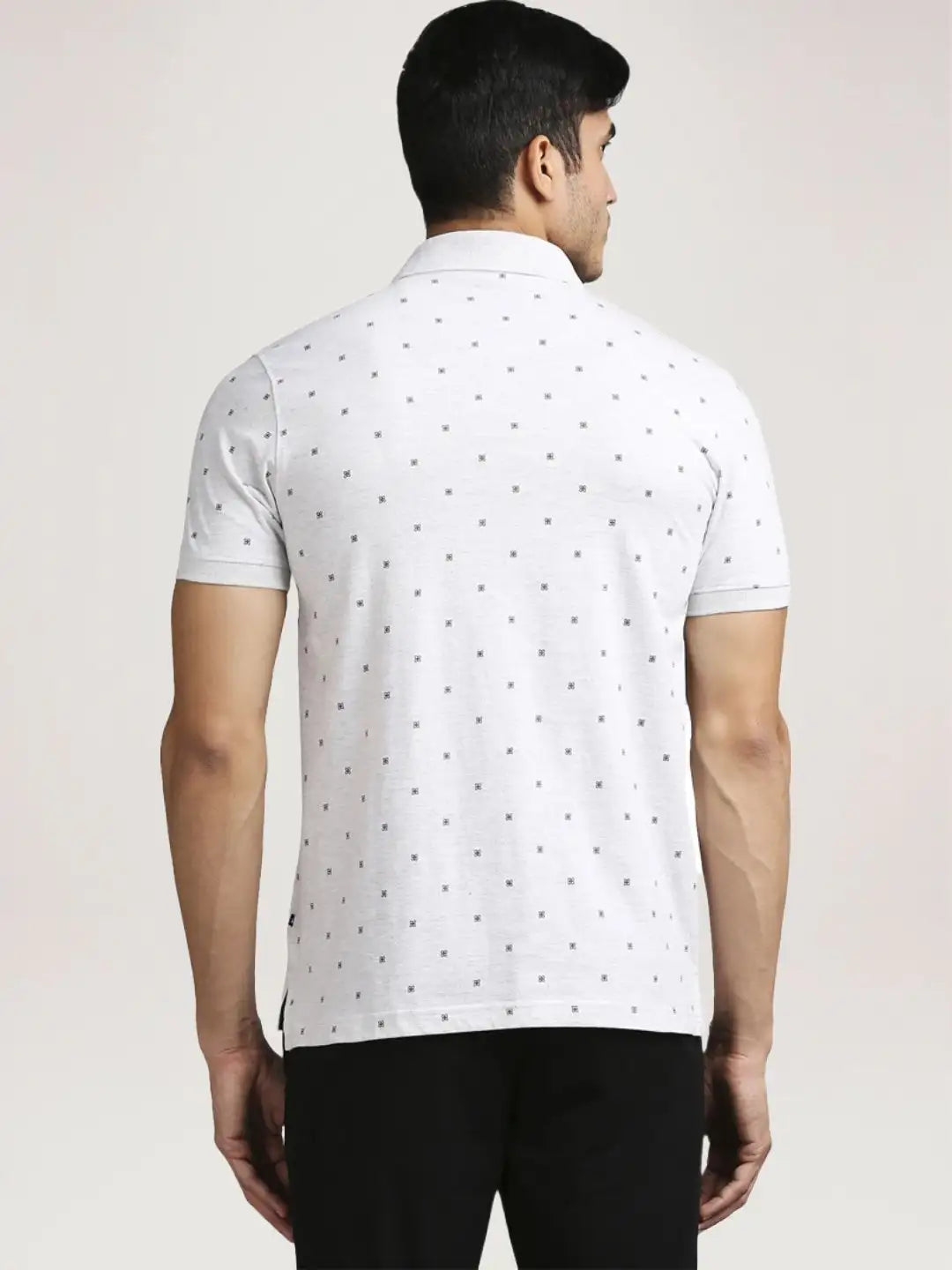 Parx Men Light Grey Printed Regular Fit Casual Polo