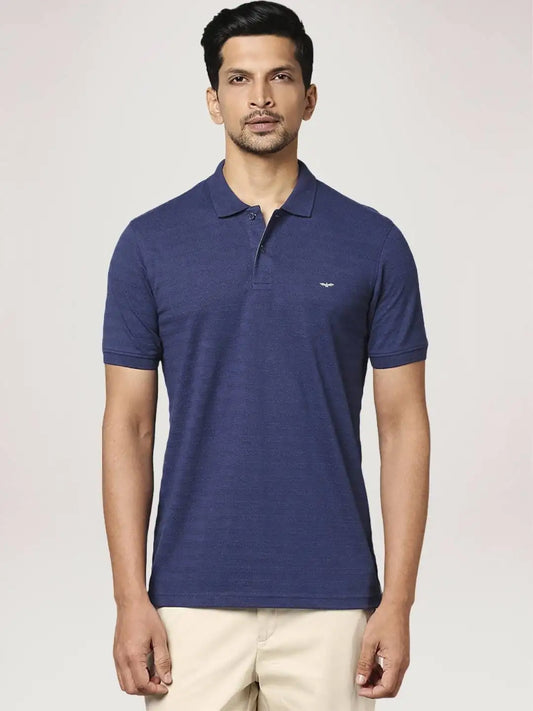 Park Avenue Men Blue Solid Slim Fit Casual Polo