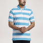 Colorplus Men Medium Blue Stripe Tailored Fit Casual Polo