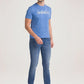 Parx Men Medium Blue Printed Regular Fit Casual T-Shirt