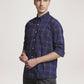 Colorplus Men Blue Checks Regular Fit Party Shirt