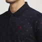 Parx Men Blue Printed Regular Fit Casual Polo