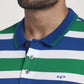 Colorplus Men Medium Green Stripe Slim Fit Casual T-Shirt