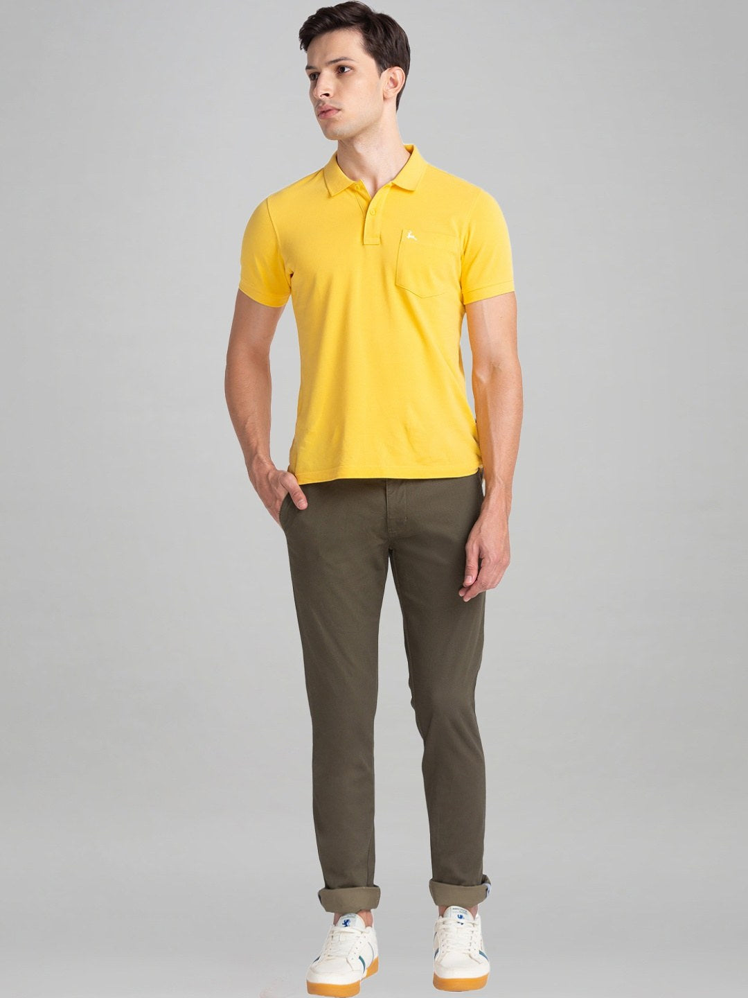 Parx Men Medium Green Printed Tapered Fit Casual chinos
