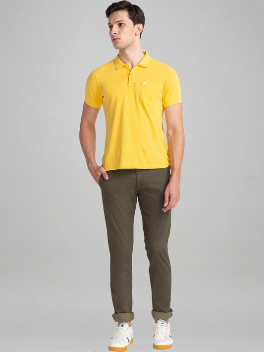 Parx Men Medium Green Printed Tapered Fit Casual chinos