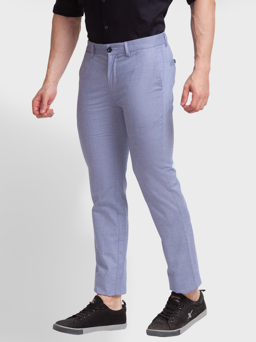 Men Regular Fit Blue Trouser