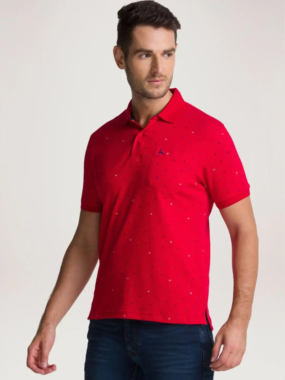 Parx Men Medium Red Printed Regular Fit Casual Polo