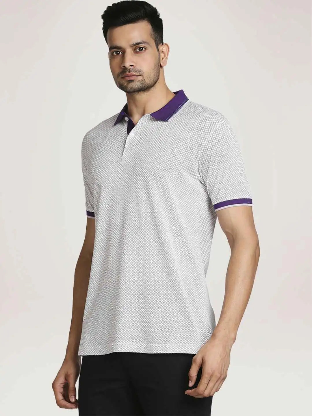 Colorplus Men Medium Violet Printed Tailored Fit Casual T-Shirt