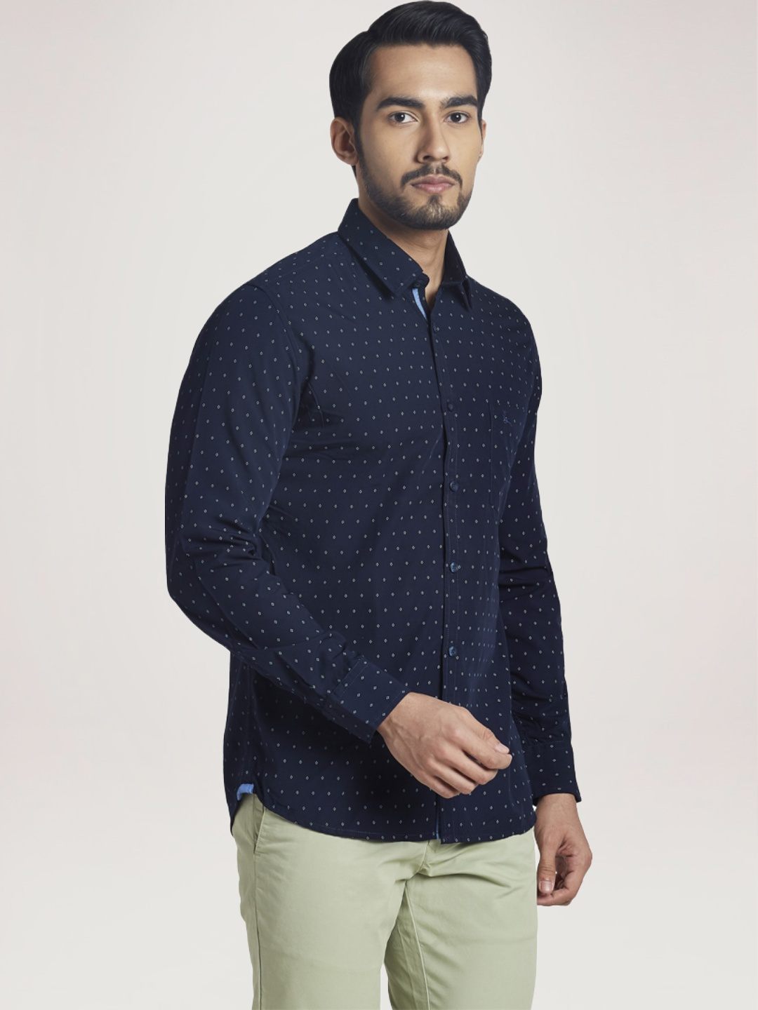 Parx Men Blue Printed Slim Fit Casual Shirt