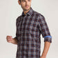 Parx Men Dark Brown Checks Slim Fit Party Shirt