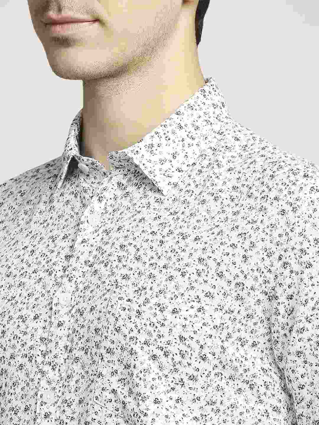 Parx Men Medium Grey Printed Slim Fit Casual Shirt