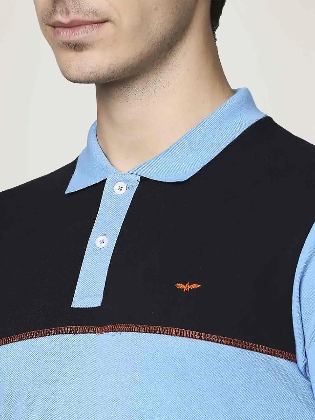 Park Avenue Men Medium Blue Solid Slim Fit Casual Polo