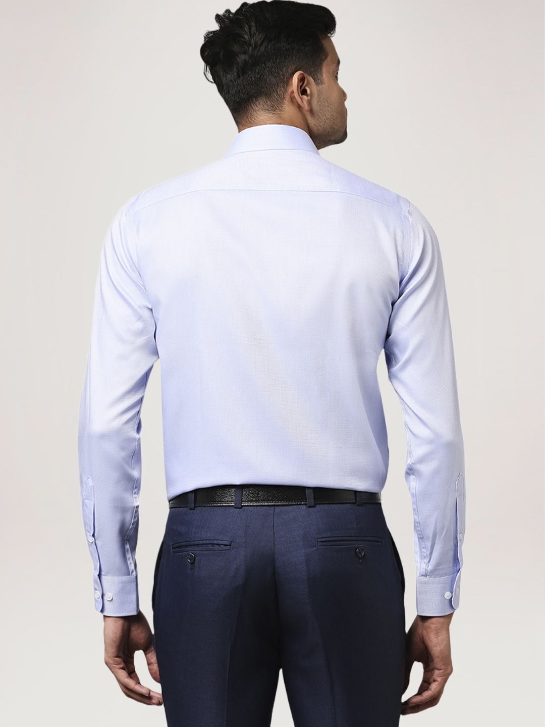 Park Avenue Men Medium Blue Solid Regular Fit Work Shirt
