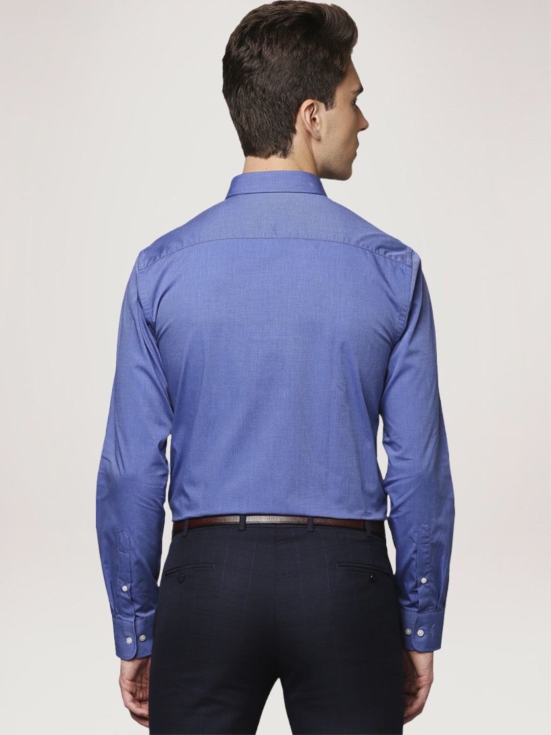 Park Avenue Men Blue Solid Slim Fit Work Shirt