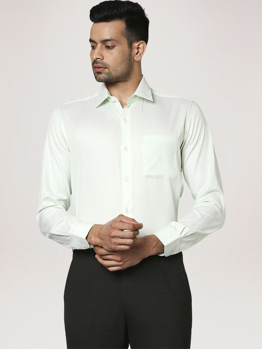 Raymond Men Medium Green Solid Regular Fit Work Shirt