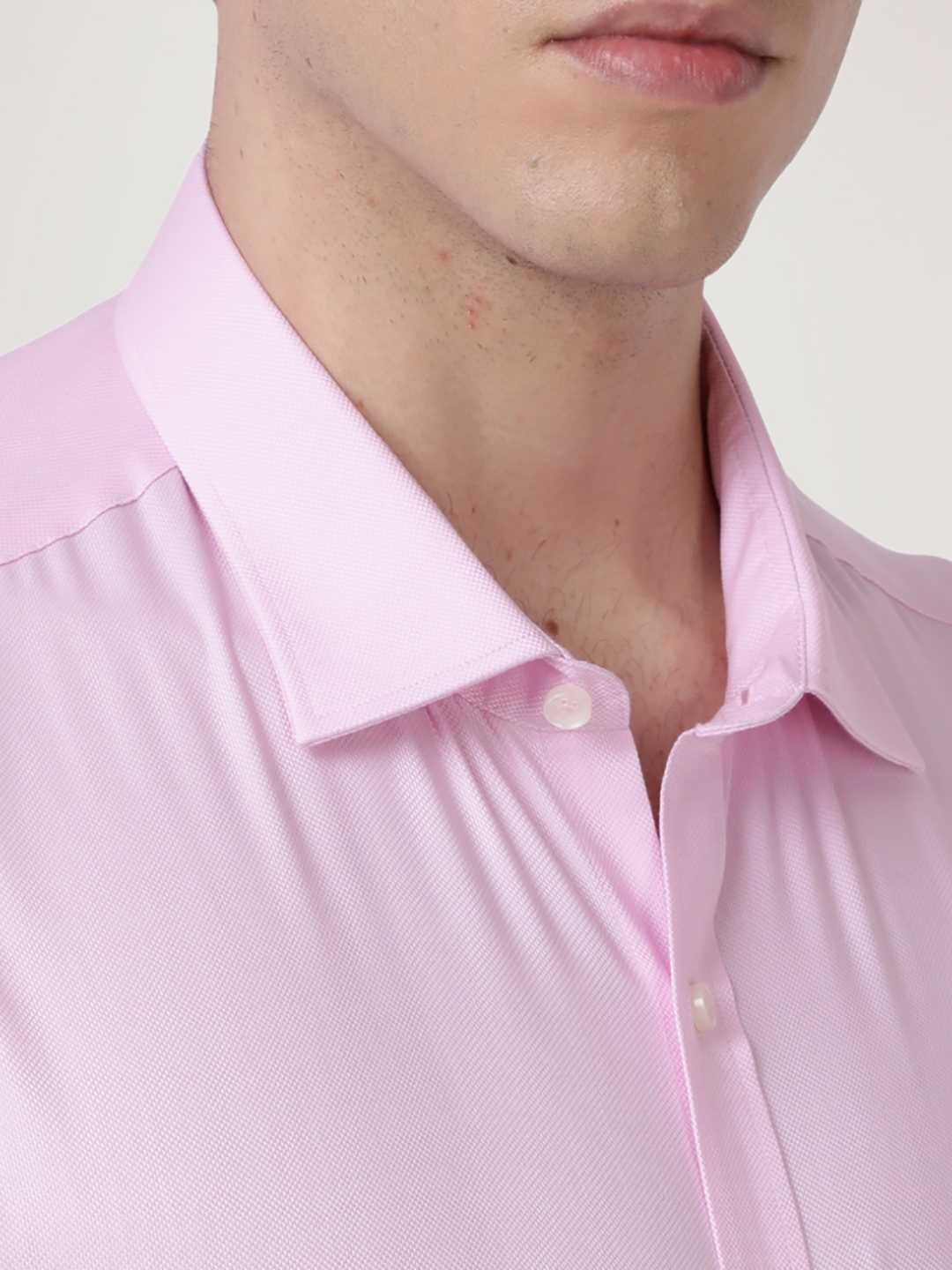 Park Avenue Men Light Red Solid Slim Fit Work Shirt