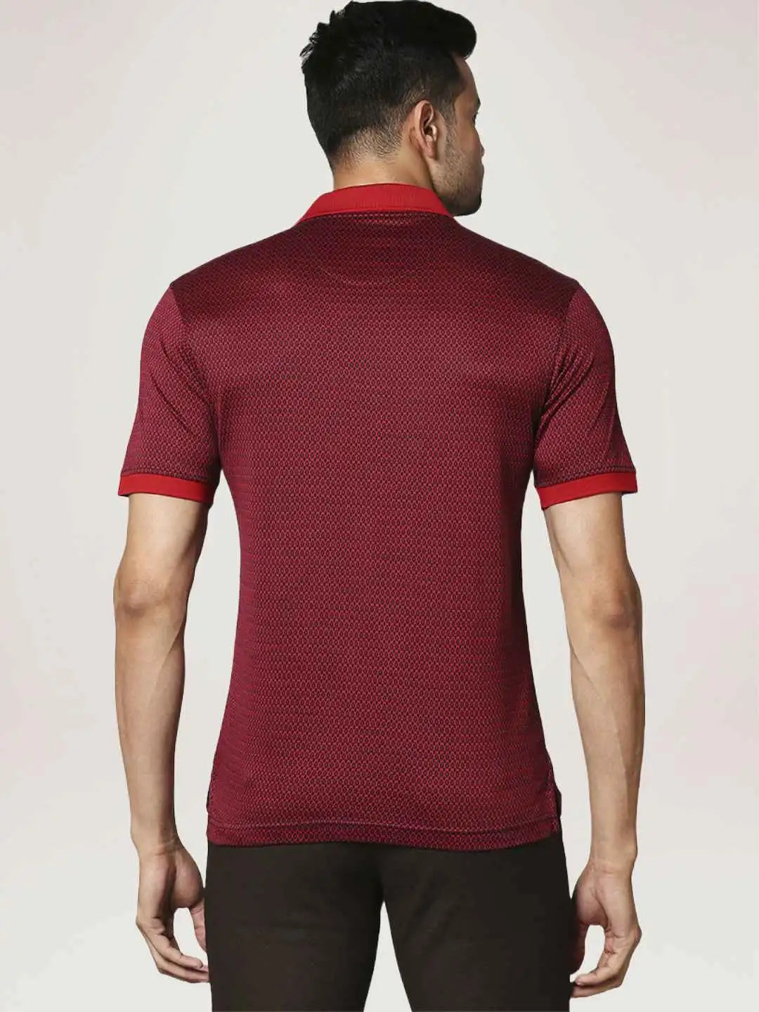 Raymond Men Dark Maroon Solid Regular Fit Casual T-Shirt