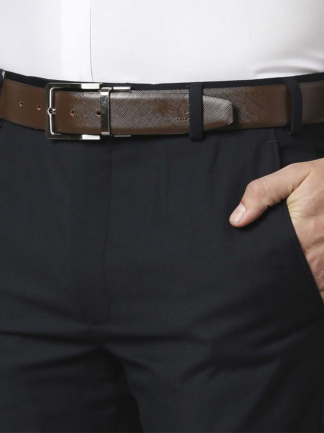 Park Avenue Men Blue Solid Super Slim Fit Work Trouser