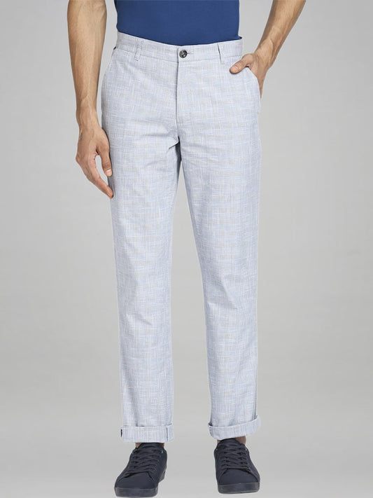 Colorplus Men Medium Blue Checks Regular Fit Casual chinos
