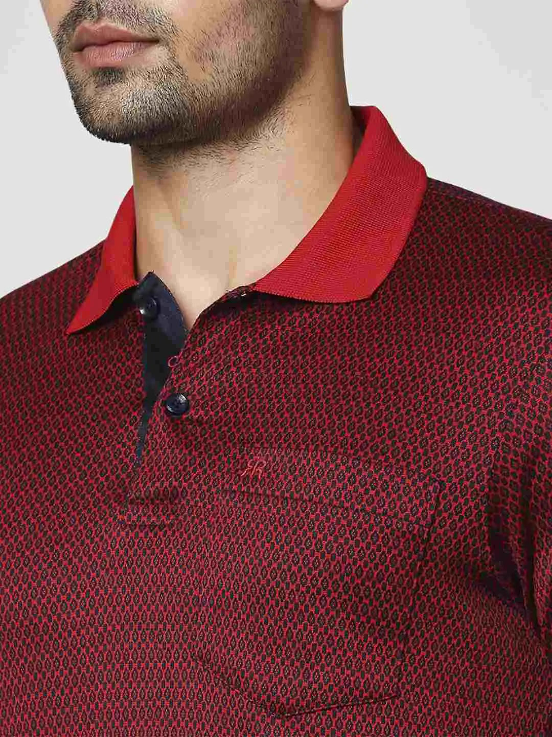 Raymond Men Dark Maroon Solid Regular Fit Casual T-Shirt