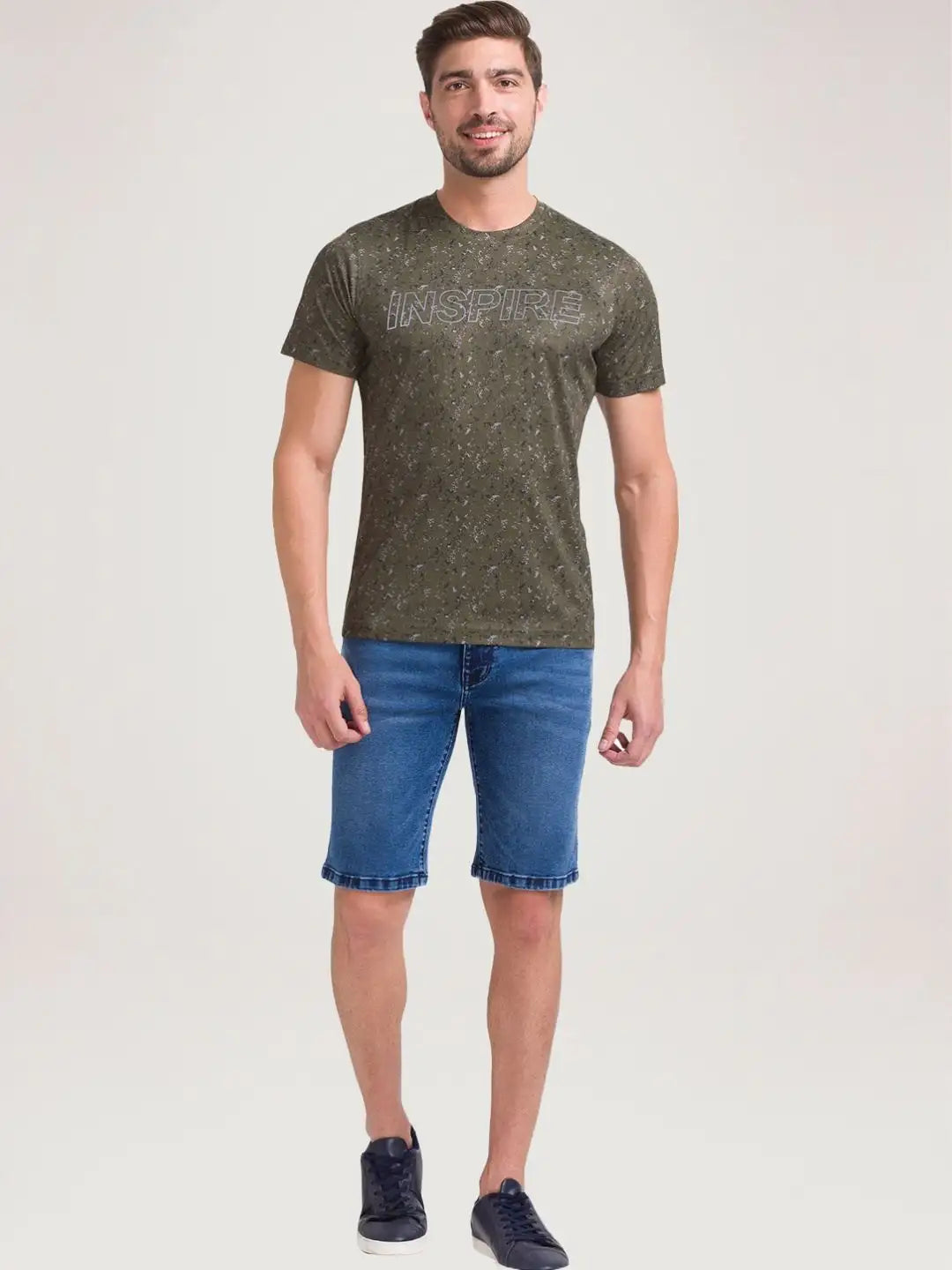 Parx Men Dark Green Printed Regular Fit Casual T-Shirt