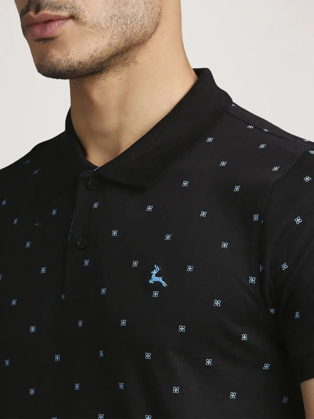 Parx Men Black Printed Regular Fit Casual Polo