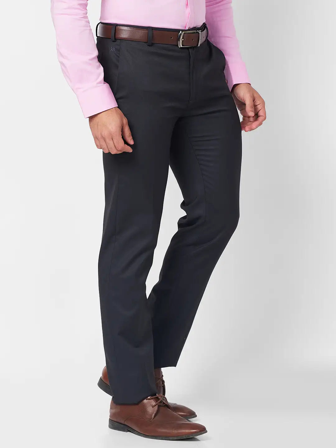 Raymond Men Black Structure Slim Fit Polyester Blend Trouser