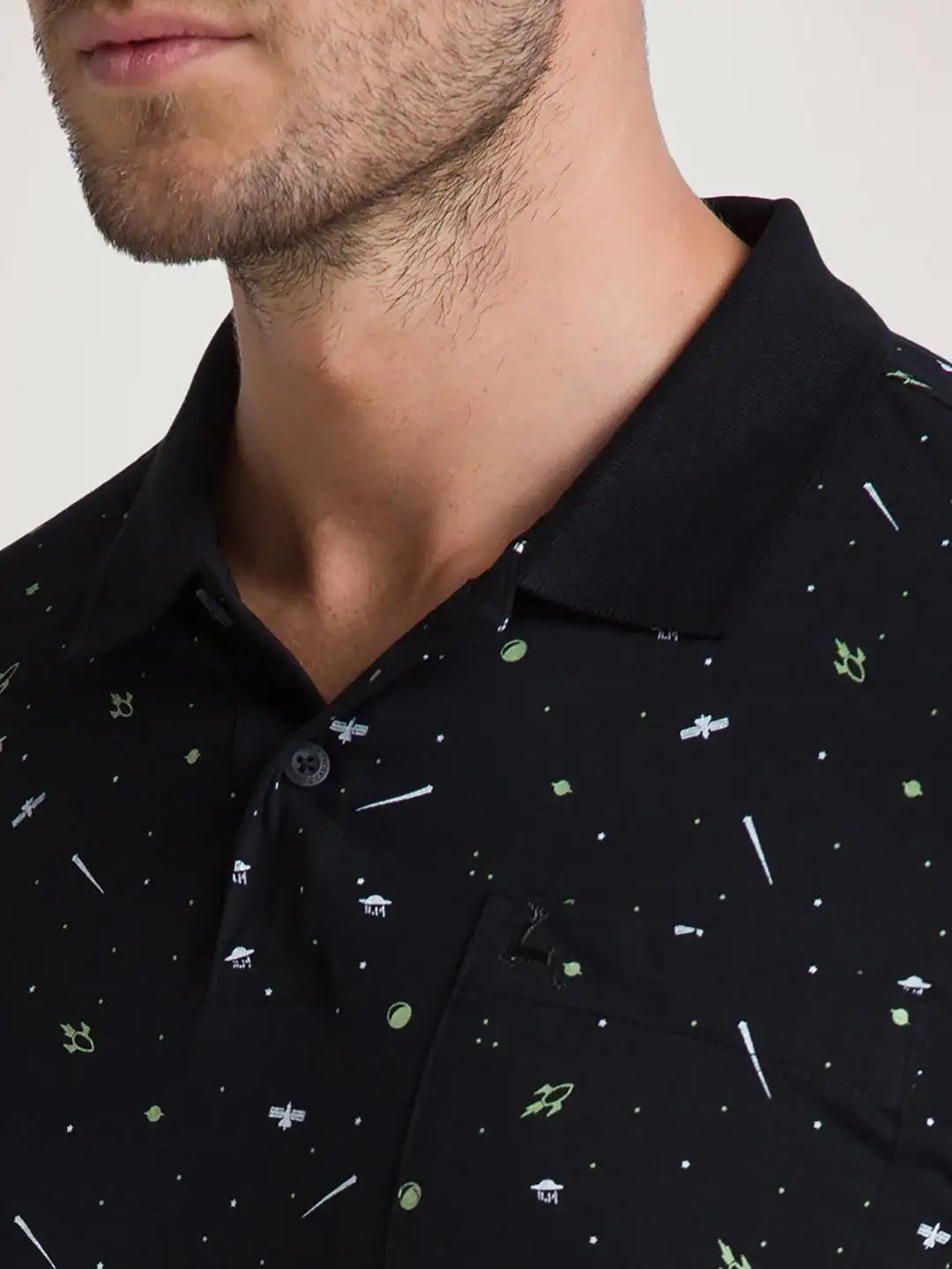 Parx Men Black Printed Regular Fit Casual Polo