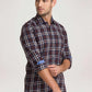 Parx Men Dark Brown Checks Slim Fit Party Shirt