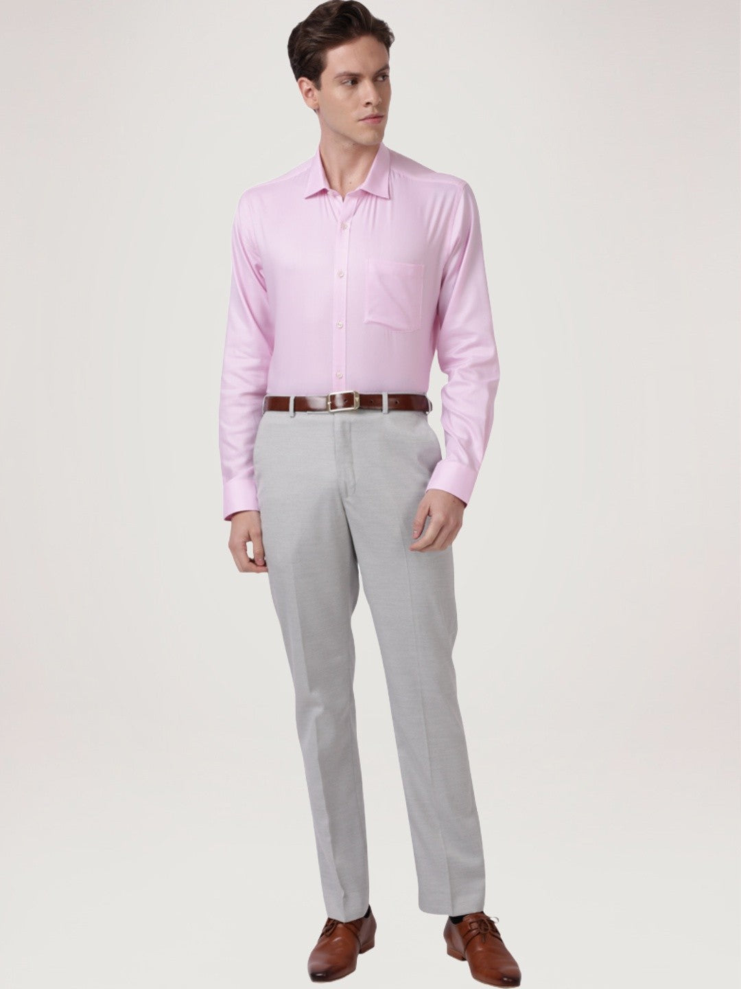 Park Avenue Men Light Red Solid Slim Fit Work Shirt