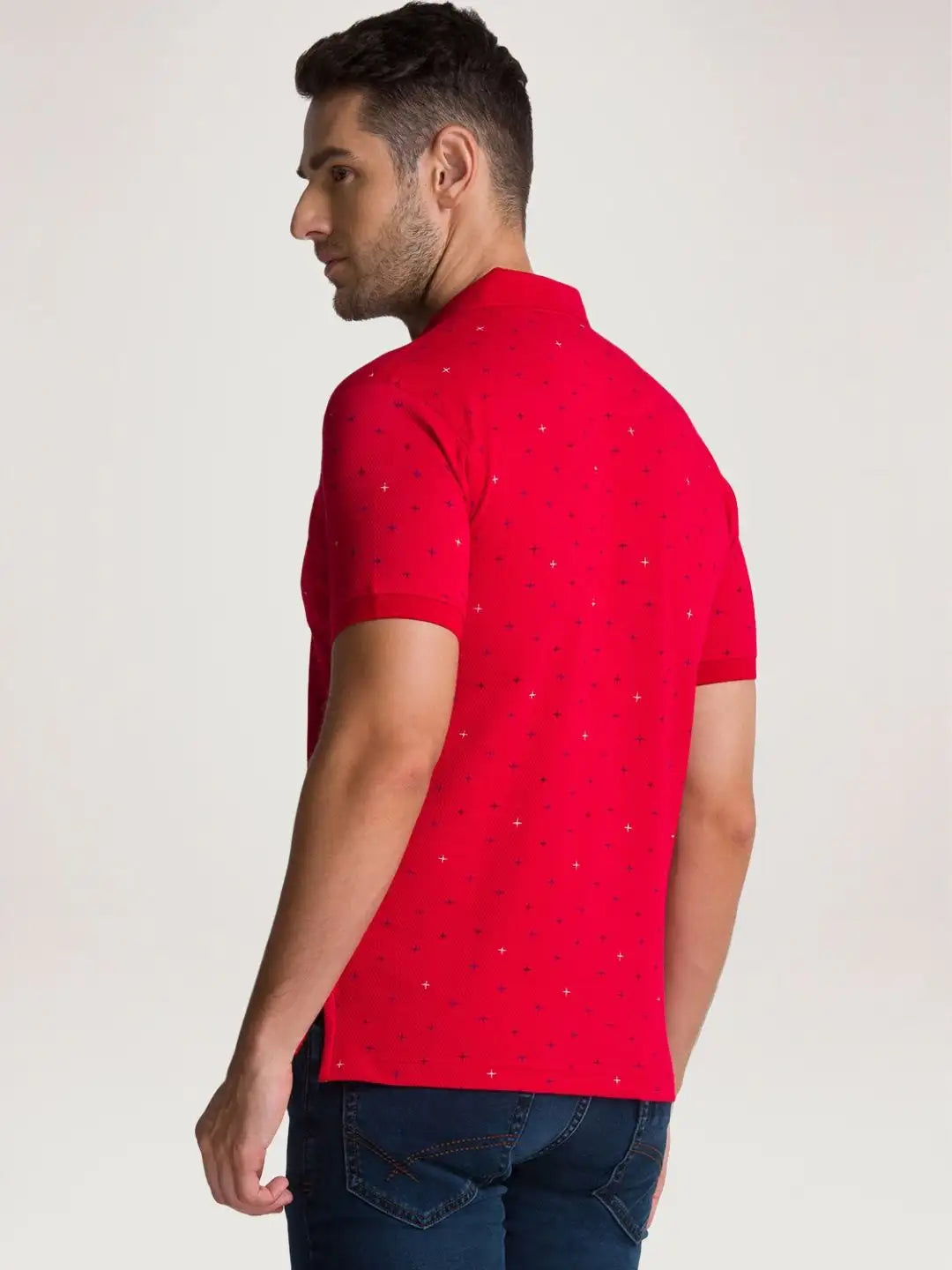 Parx Men Medium Red Printed Regular Fit Casual Polo