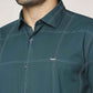 Park Avenue Men Dark Green Checks Slim Fit Party Shirt