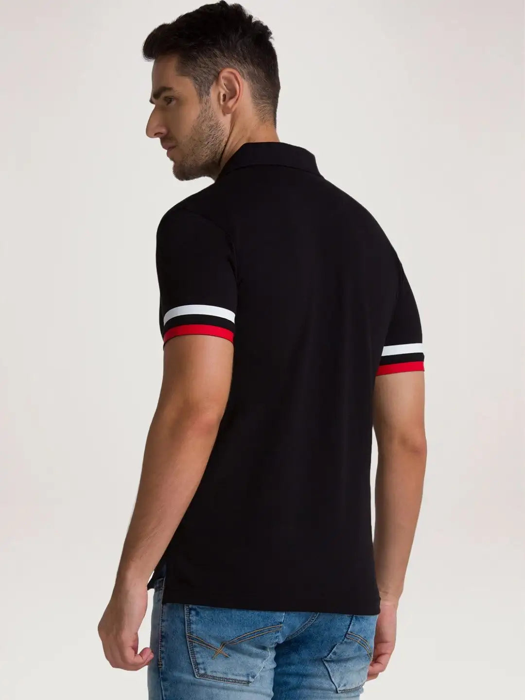 Parx Men Black Solid Regular Fit Casual Polo