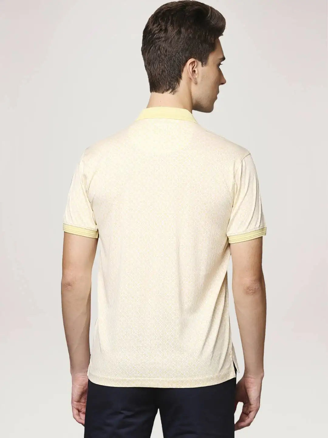 Park Avenue Men Medium Yellow Printed Slim Fit Casual Polo