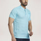 Parx Men Light Blue Solid Regular Fit Casual T-Shirt