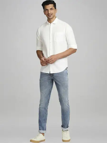 Colorplus Men Blue Solid Tapered Fit Casual Jeans