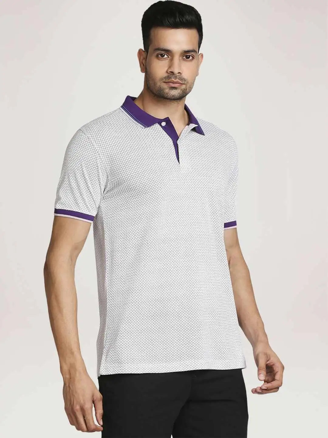 Colorplus Men Medium Violet Printed Tailored Fit Casual T-Shirt