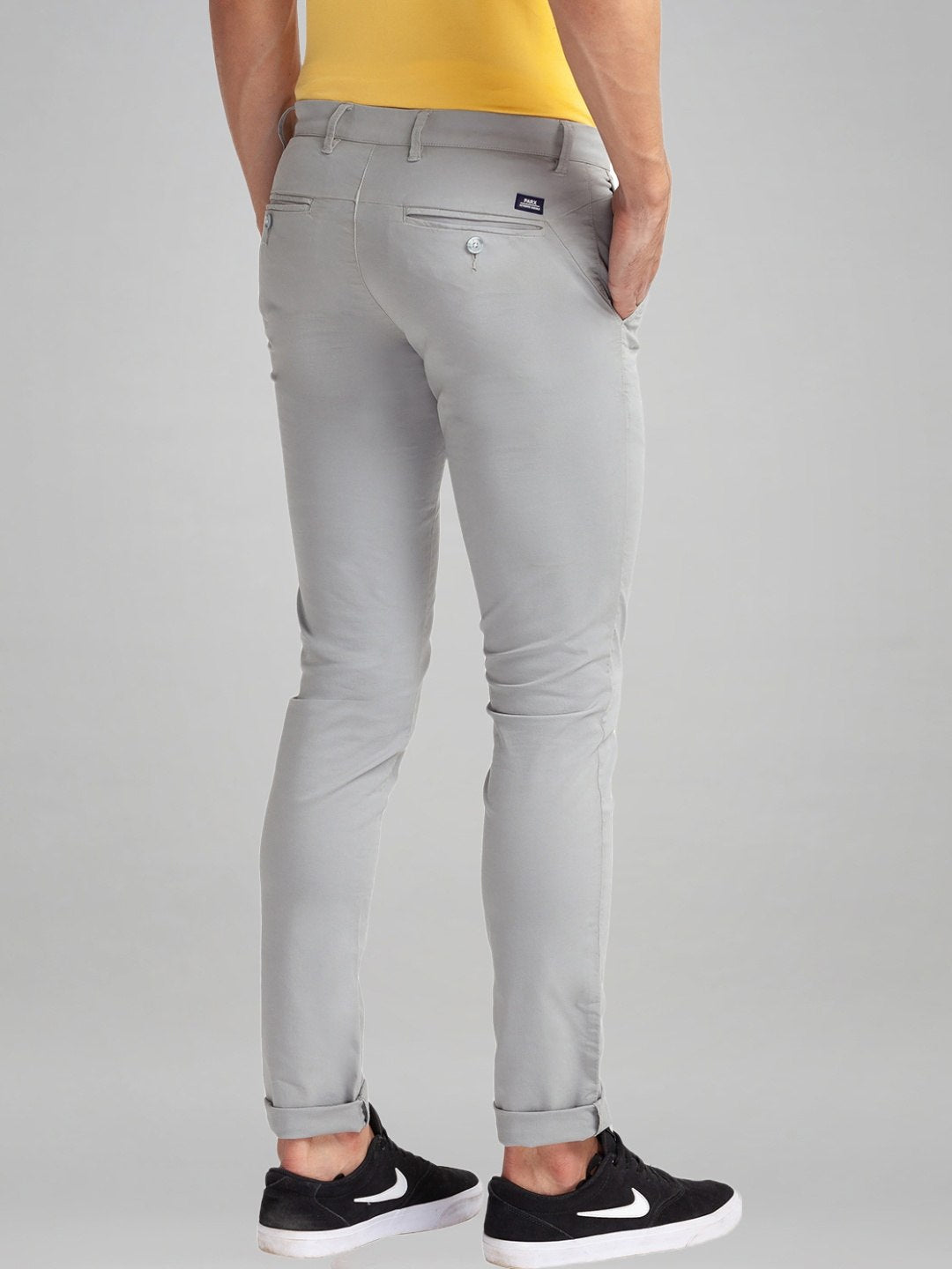 Parx Men Medium Grey Solid Super Slim Fit Work Trouser