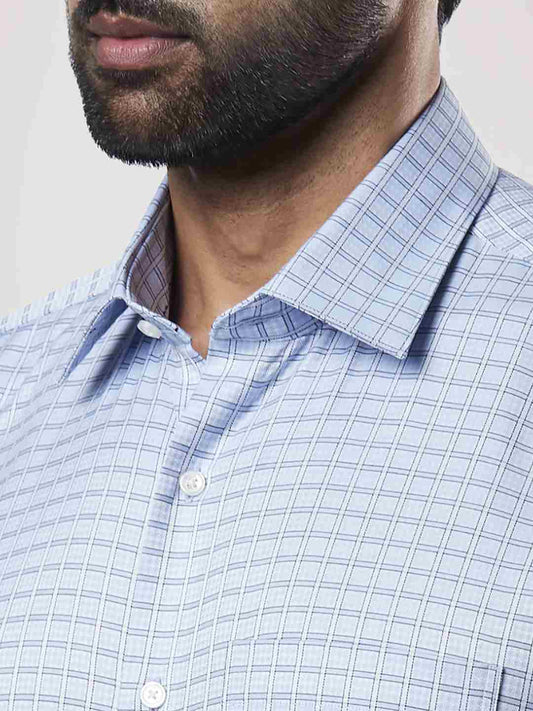Raymond Men Medium Blue Solid Regular Fit Work Shirt