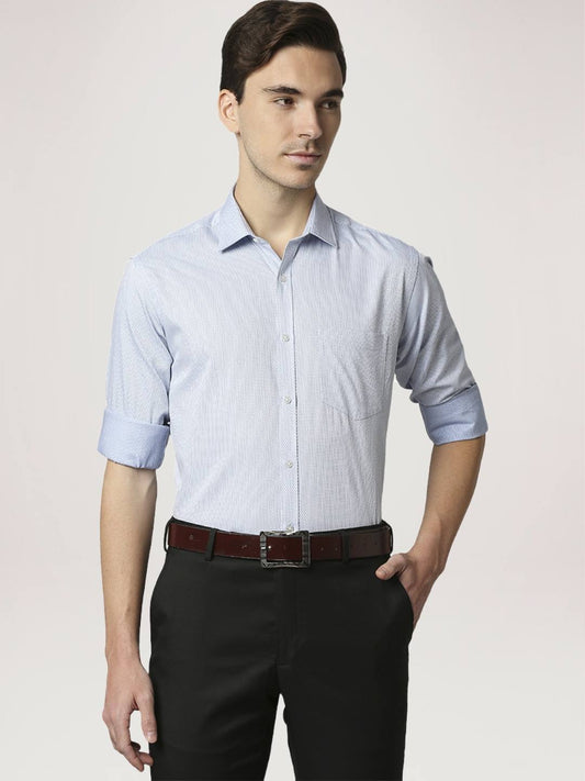 Park Avenue Men Medium Blue Solid Slim Fit Work Shirt