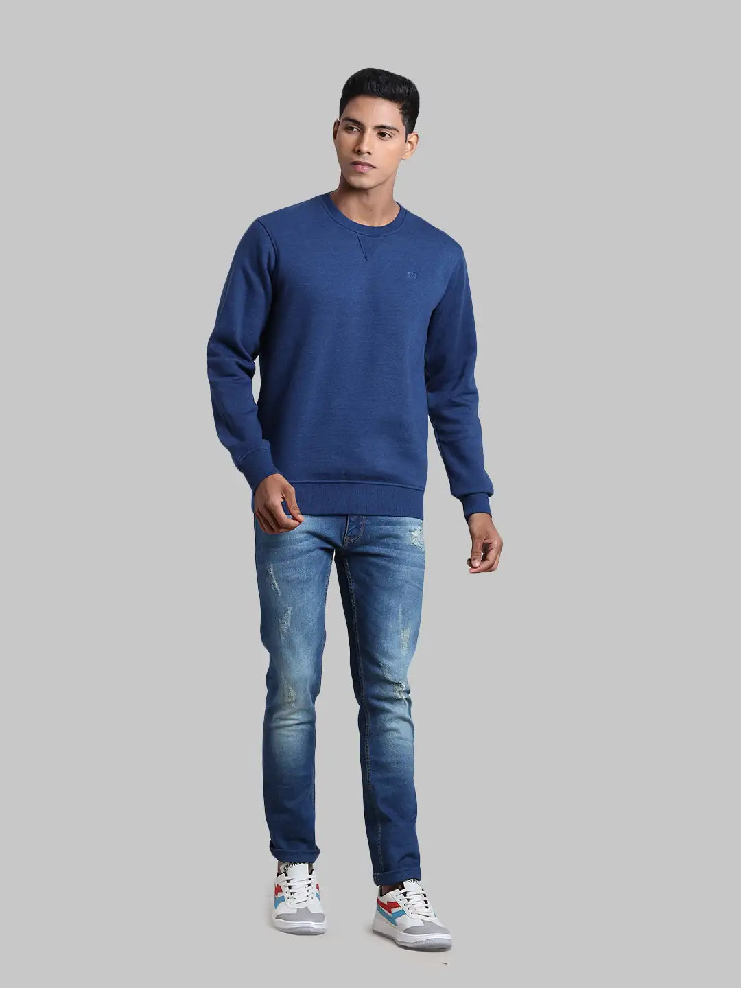 Men Tailored Fit  Green Sweatshirt