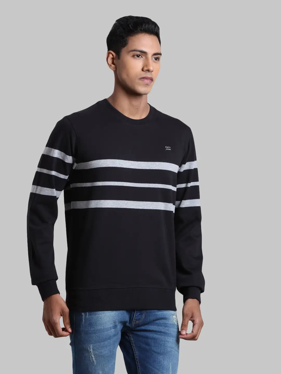 Men Tailored Fit  Brown Sweatshirt